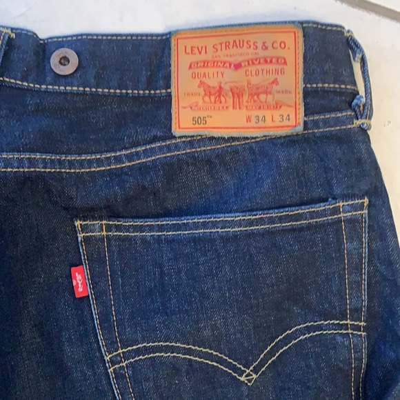 White Oak Cone Mills Levi’s 505 selvedge indigo denim jeans USA 34x34 2004 - Picture 4 of 9